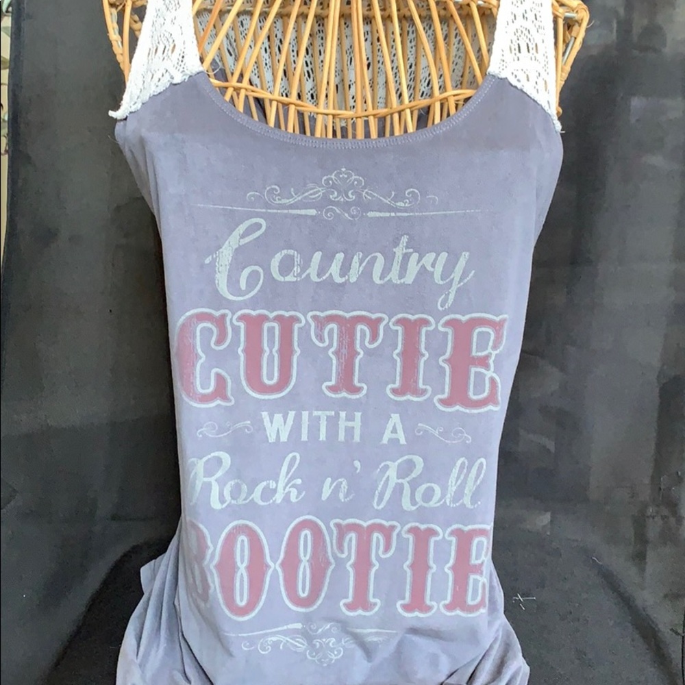 Country cutie with a rock and roll bootie tank top